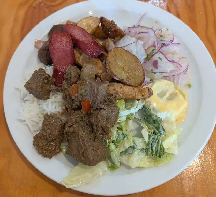 Plate of food from Amazonas Peruvian Restaurant