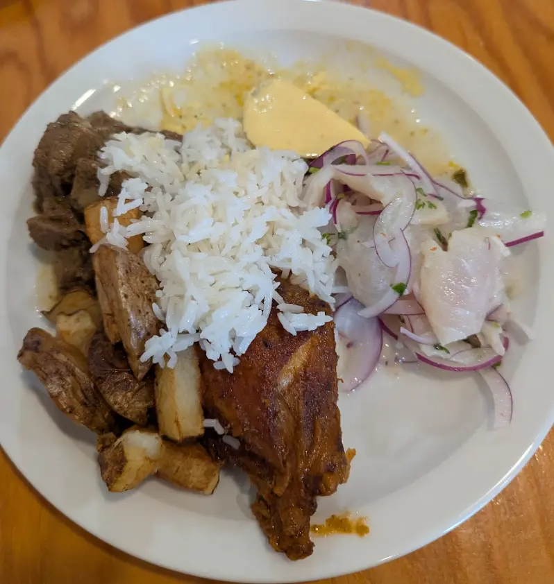 Plate of food from Amazonas Peruvian Restaurant